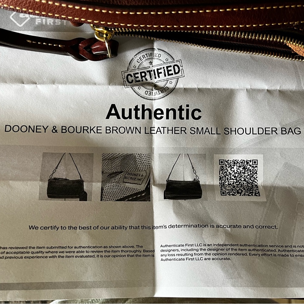 Dooney & Bourke Florentine Vacchetta Leather Chestnut Izzie Shoulder Bag AS IS - Picture 9 of 9